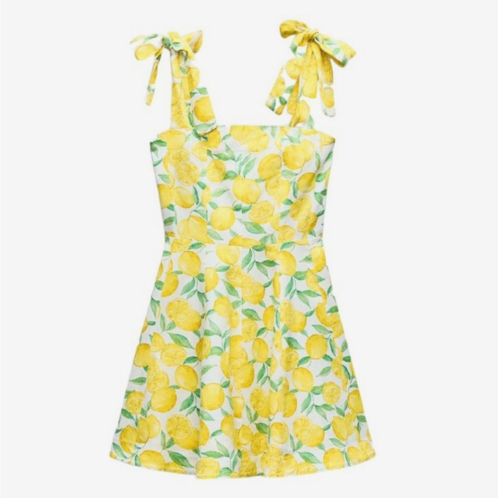 Zara preppy Lemon Print women's dress